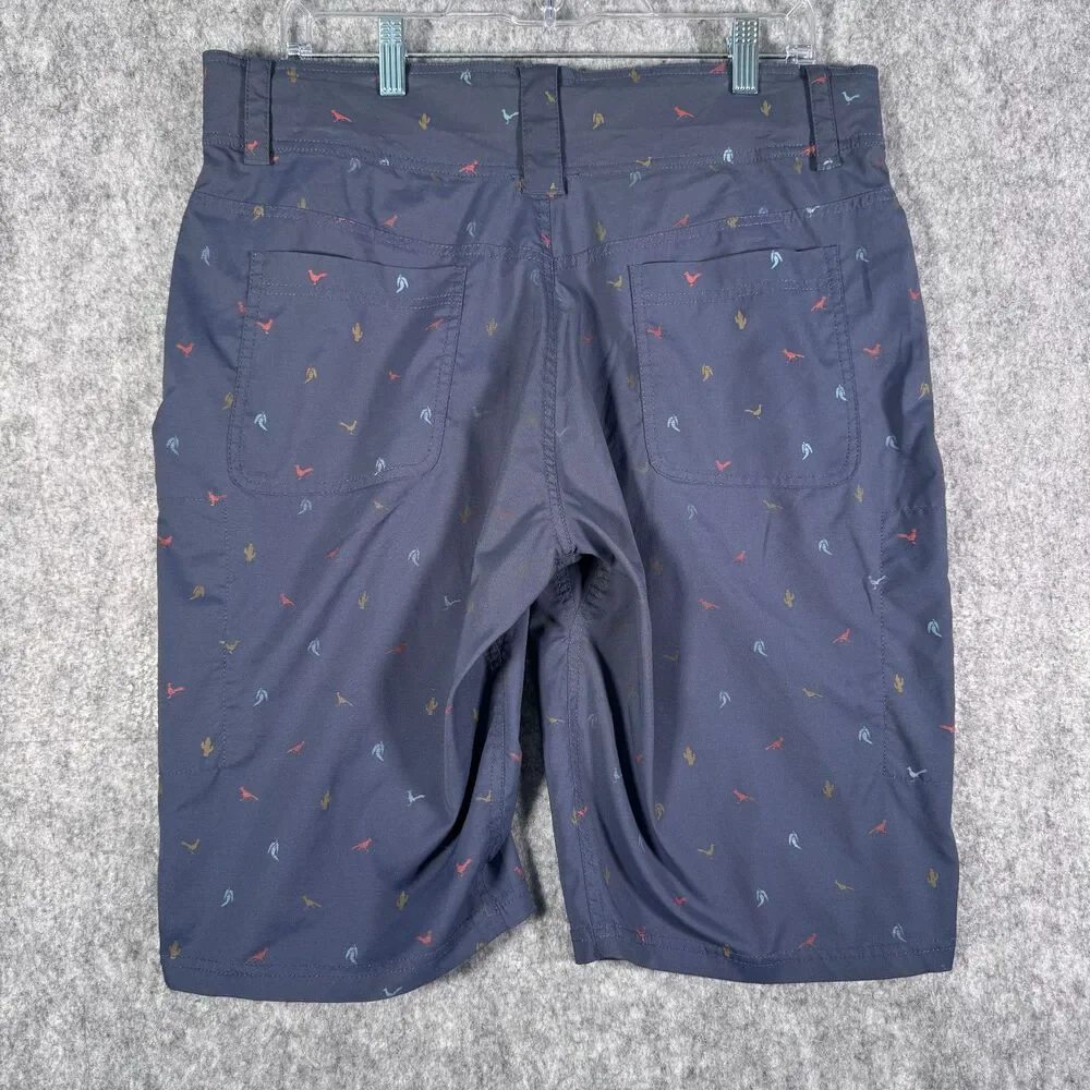 Club Ride Shorts Mens Size 34x11 Blue Cargo Cactus Bird Adjustable Waist